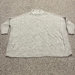 Mer Sea Mock Neck Cable Knit Sweater One Size Classic Travel Cozy Boxy Casual